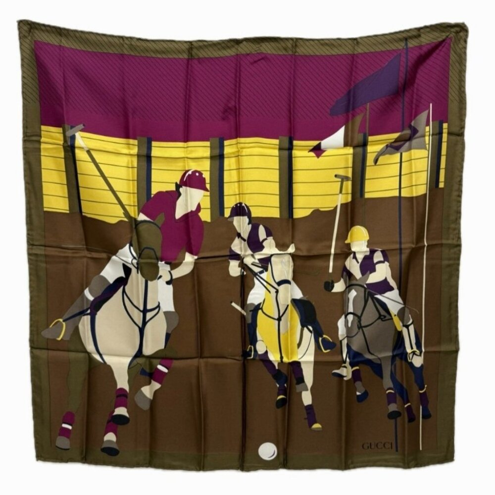 GUCCI Old Gucci Jockey motif Fashion Accessories Vintage Polo Scarf Unused
